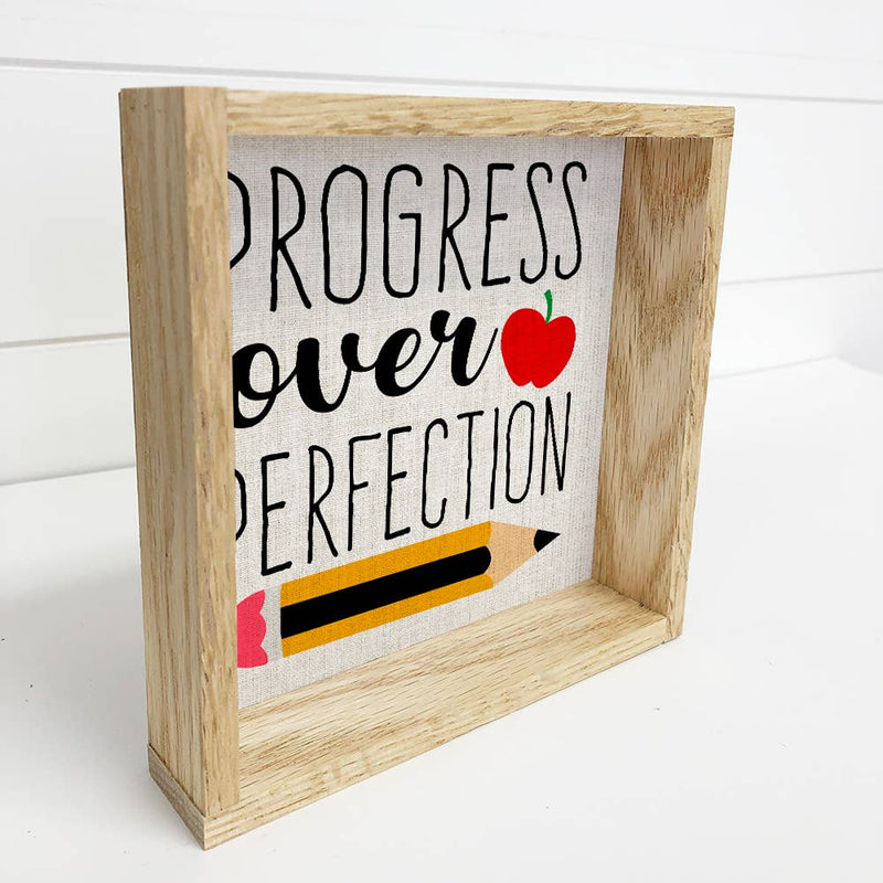 Progress Over Perfection - Framed Word Sign - Back to School