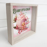 Pink Baby It's Cold Outside - Cute Holiday Canvas Wall Art