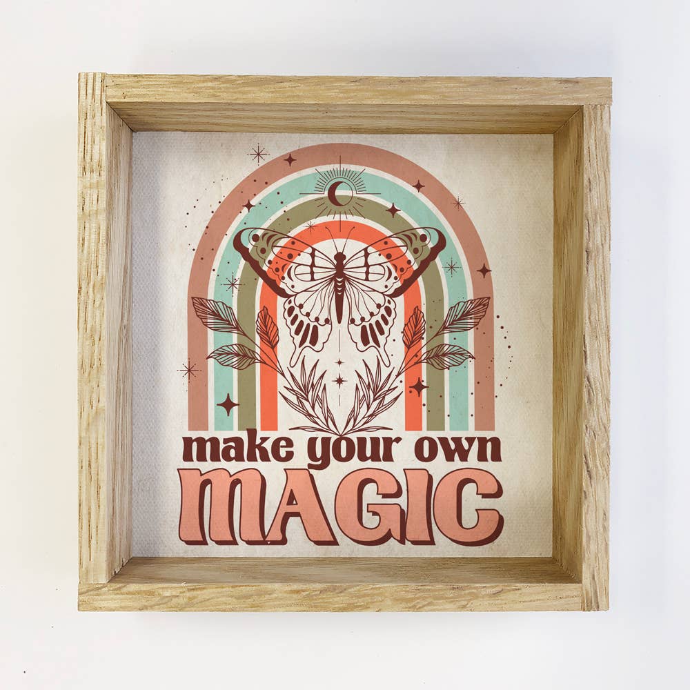 Boho Make Your Own Magic Rainbow - Boho Canvas Word Art