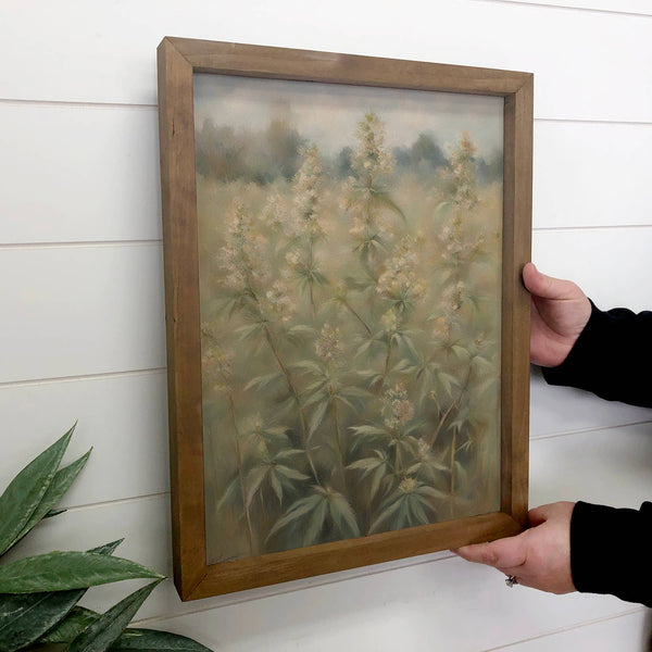 Peaceful Hemp Painting - Cannabis Nature Canvas Framed Art