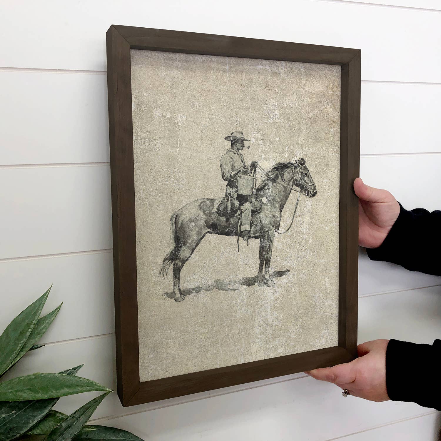 Cowboy  Smoke Break - Ranch House Wall Art - Wood Framed Art