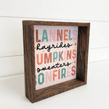 Flannels & Hayrides Fall Stuff - Cute Fall Word Art - Framed