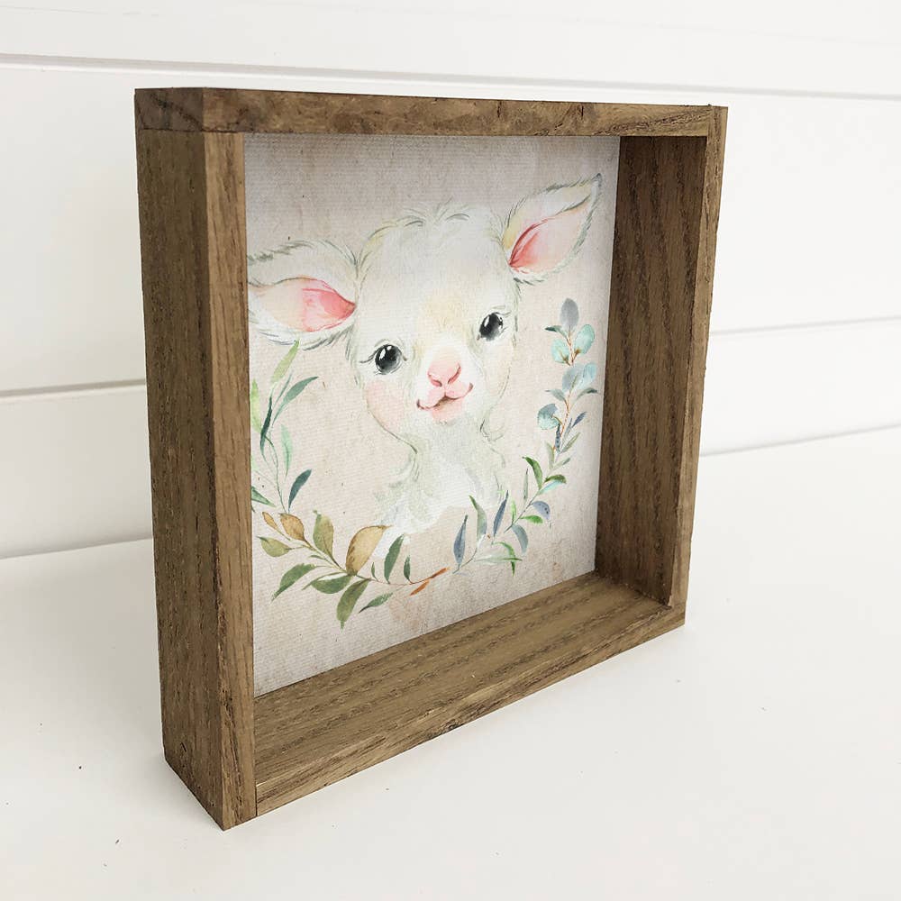 Baby Watercolor Sheep Nursery Small Shelf Decor