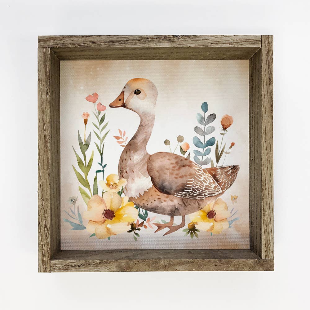 Spring Brown Goose - Spring Animal Canvas Art - Framed Decor