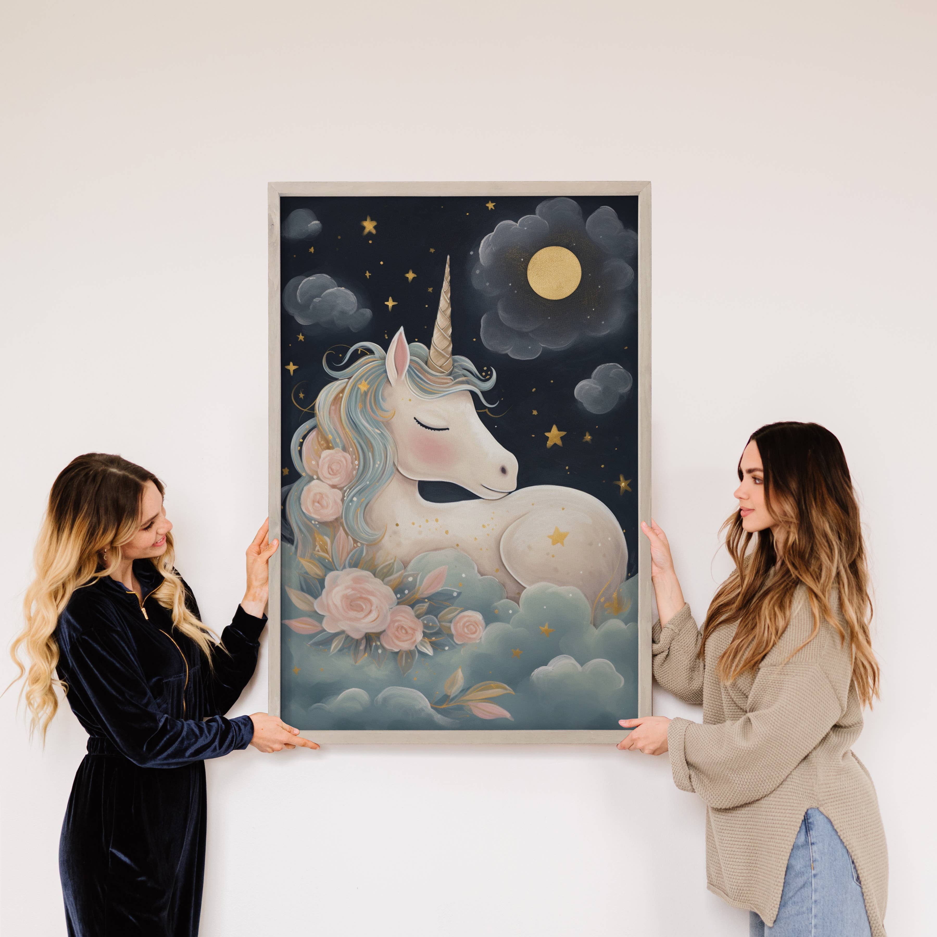 Sleeping Pretty Unicorn Wall Art - Nursery Canvas Art
