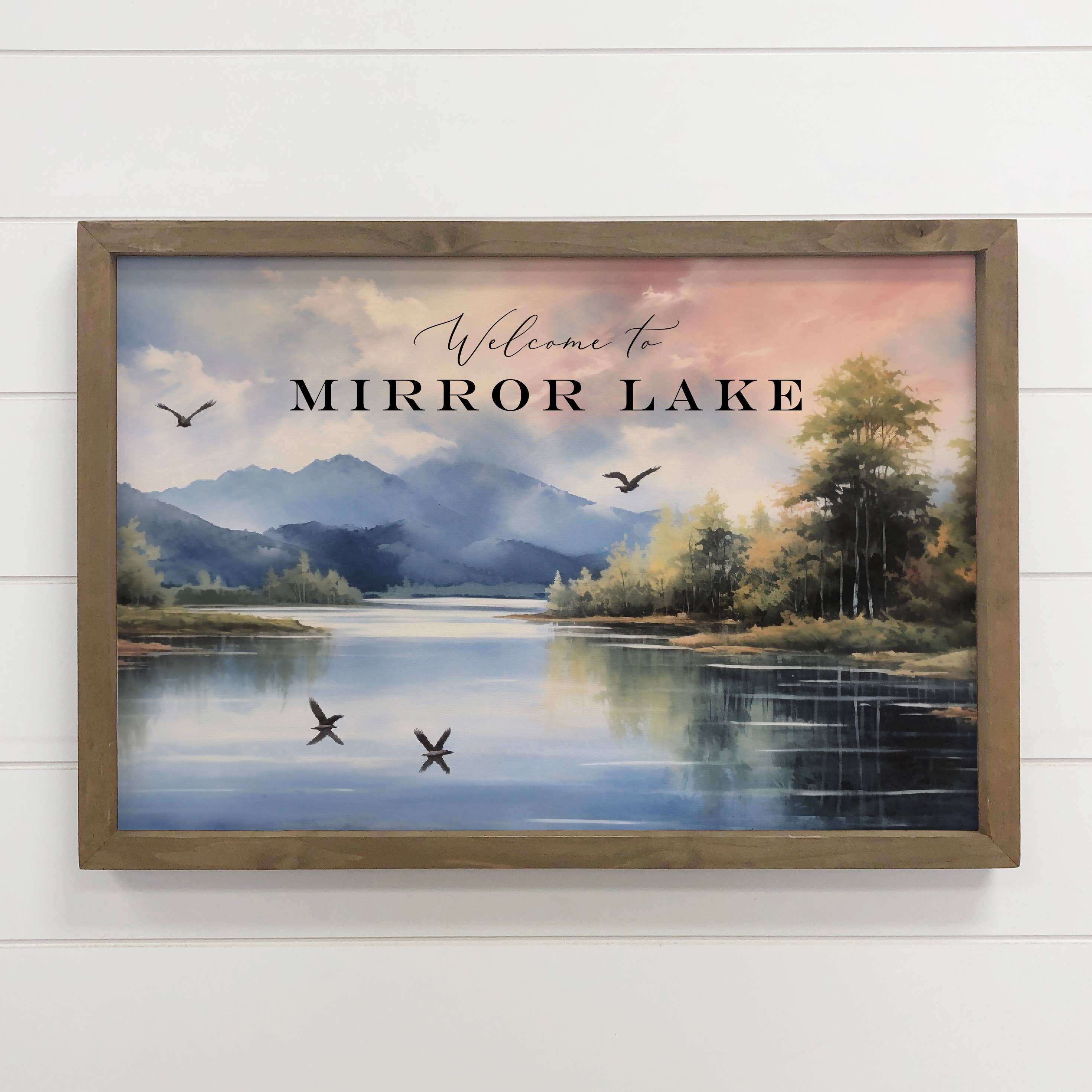 Customize Any Lake Welcome to Mirror Lake - Framed Wall Art