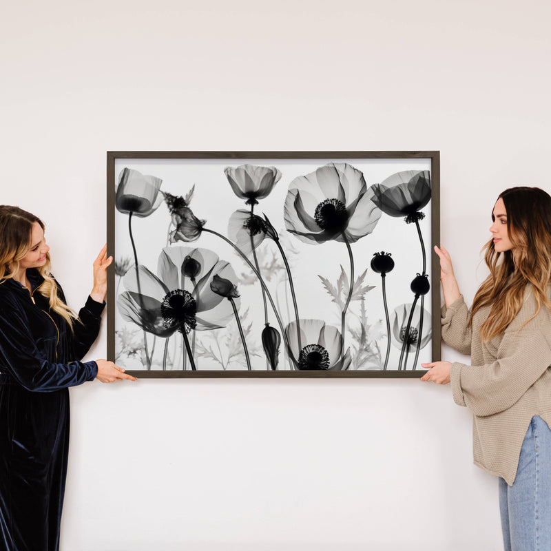 Poppies Silhouette - Nature Canvas Art - Wood Framed Decor