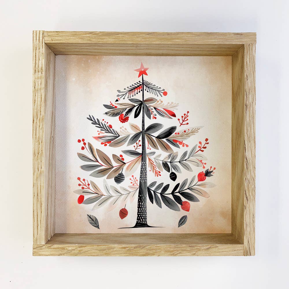 Scandi Watercolor Christmas Tree - Christmas Canvas Wall Art