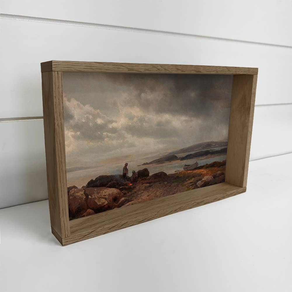 Fishing in Maine - Fishing Canvas Art - Wood Framed Wall Art