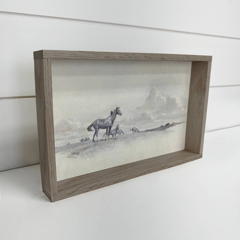 Horses on the Open Range - Horse Sketch Canvas Art - Framed