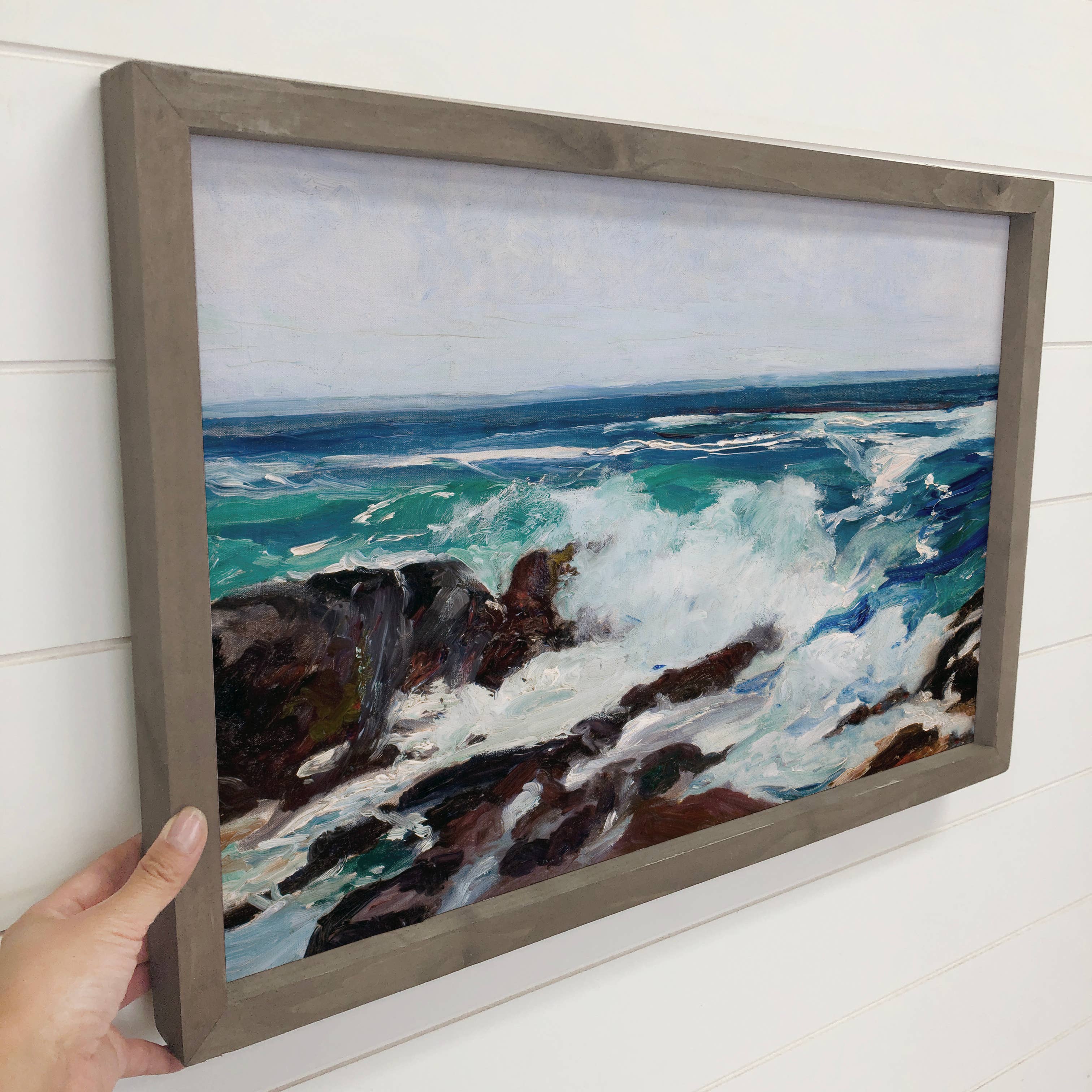 Incoming Surf - Ocean Canvas Art - Wood Framed Wall Art