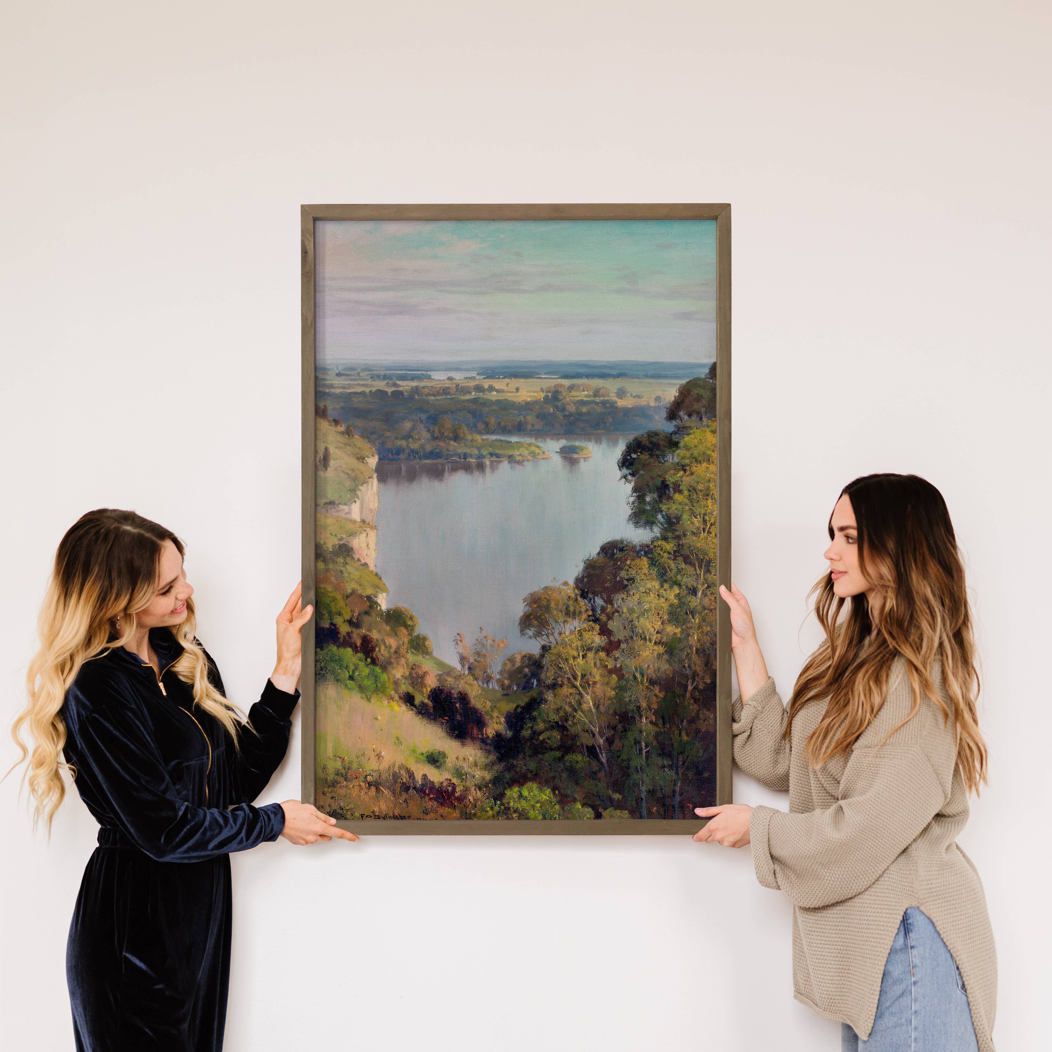 View of the Mississippi River - Nature Canvas Art - Framed