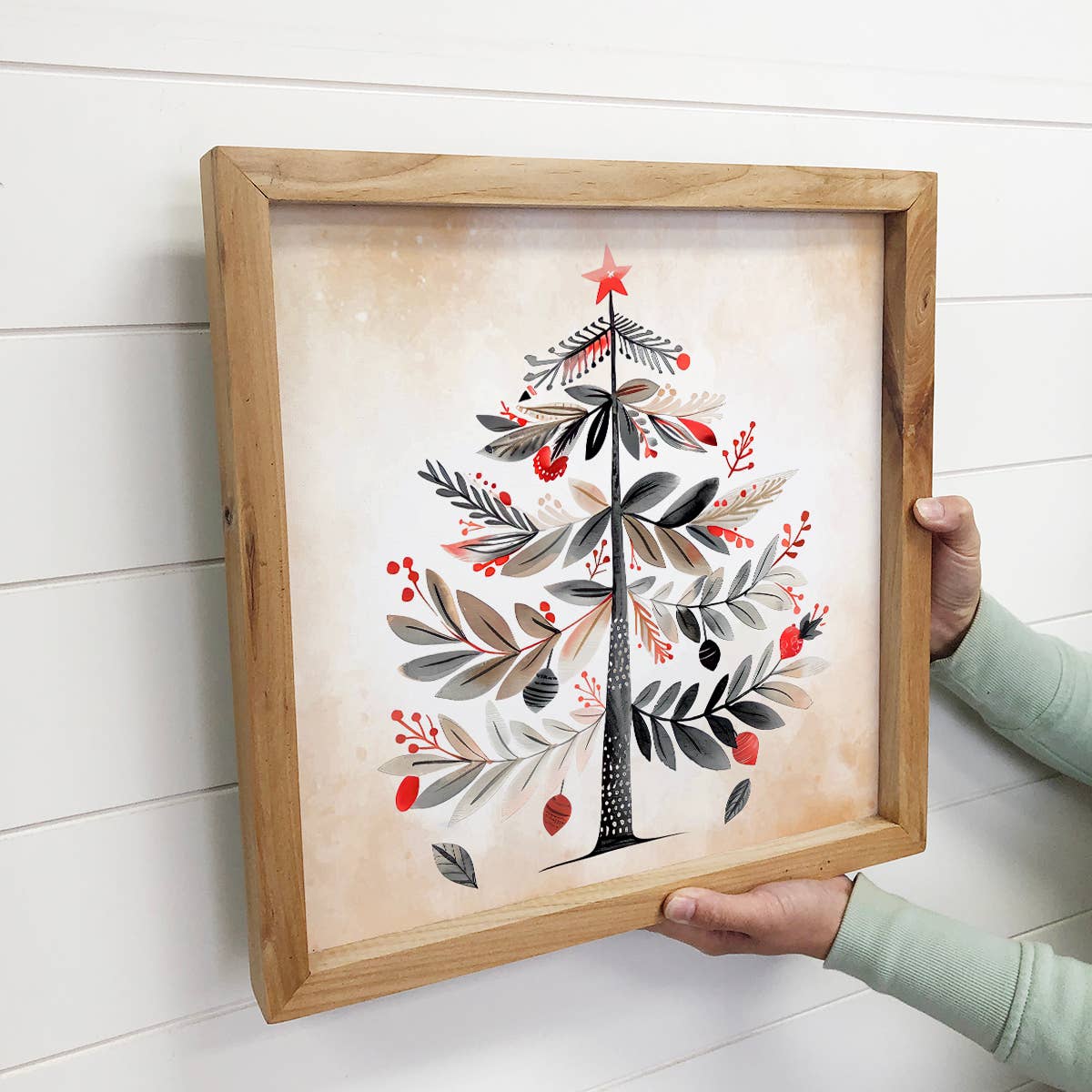 Scandi Watercolor Christmas Tree - Christmas Canvas Wall Art