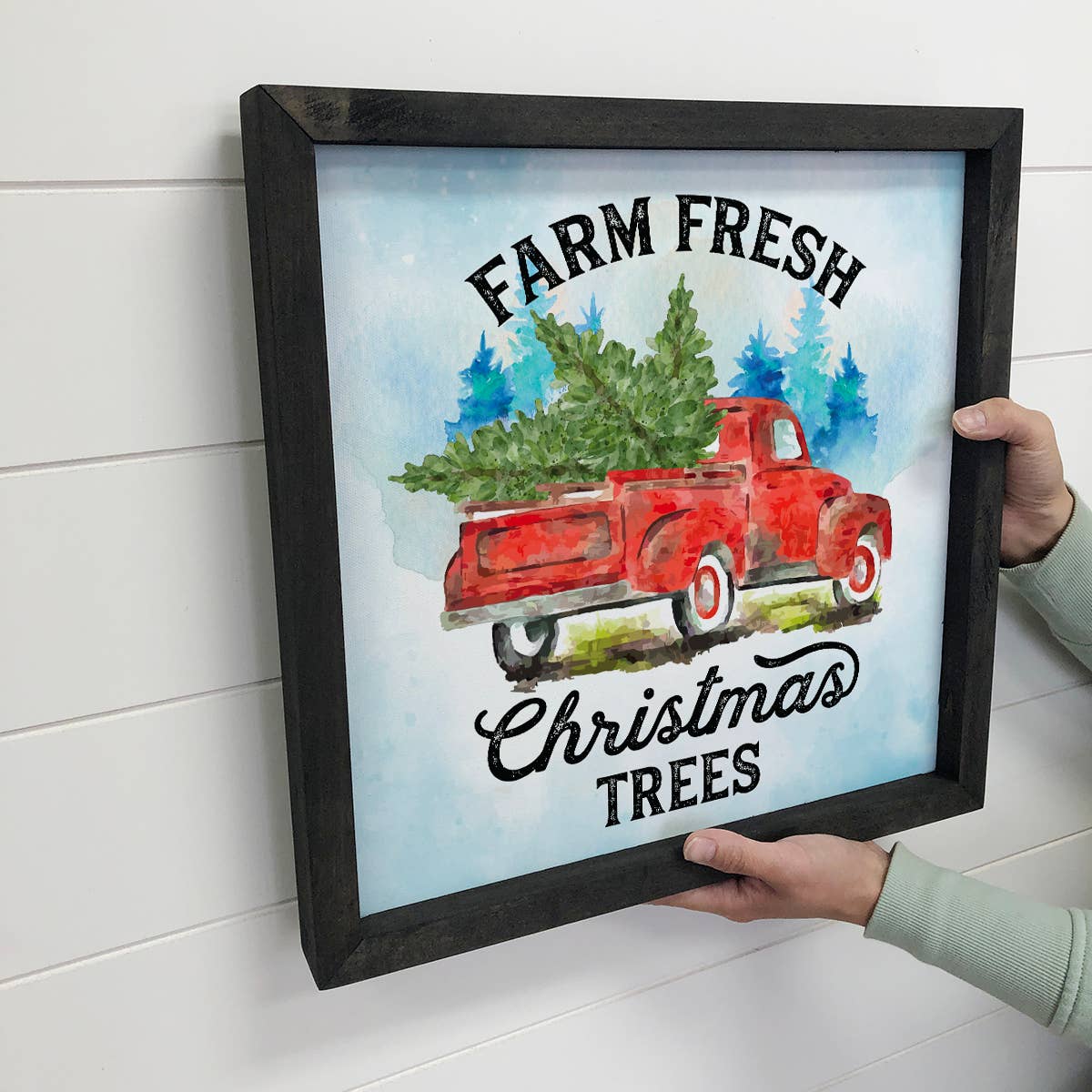 Farm Fresh Christmas Trees Truck - Framed Holiday Sign