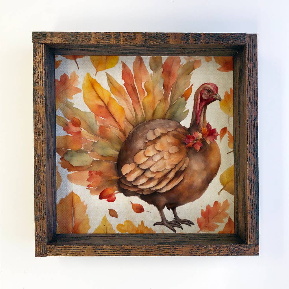 Fall Farm Animal Turkey - Wood Framed Cute Animal Canvas Art