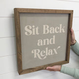 Quote Sit Back and Relax - Framed Canvas Word Artwork Decor