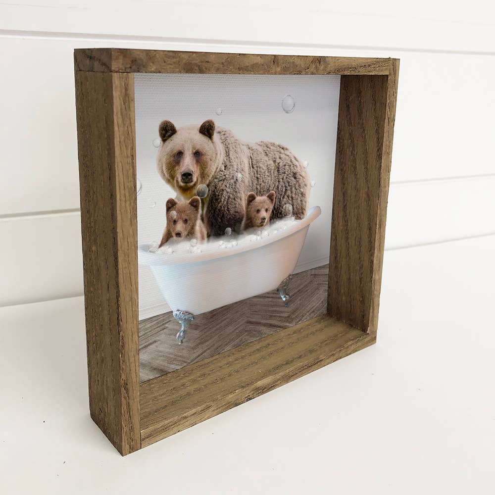 Mama Bear & Baby Cubs in Bathtub Mother's Day Bathroom Gift