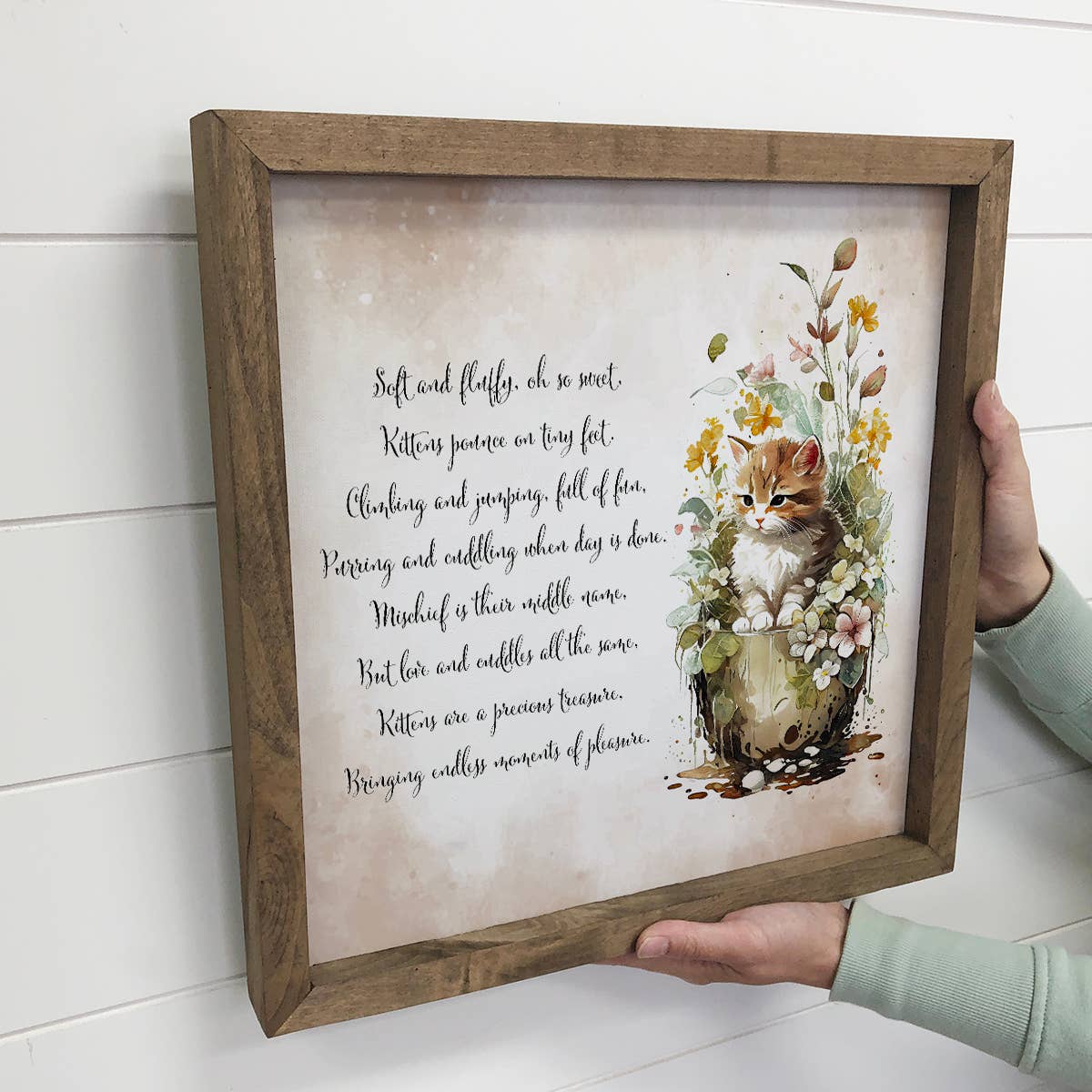 Kitten Poem - Kitten Watercolor - Baby Animal Art & Frame