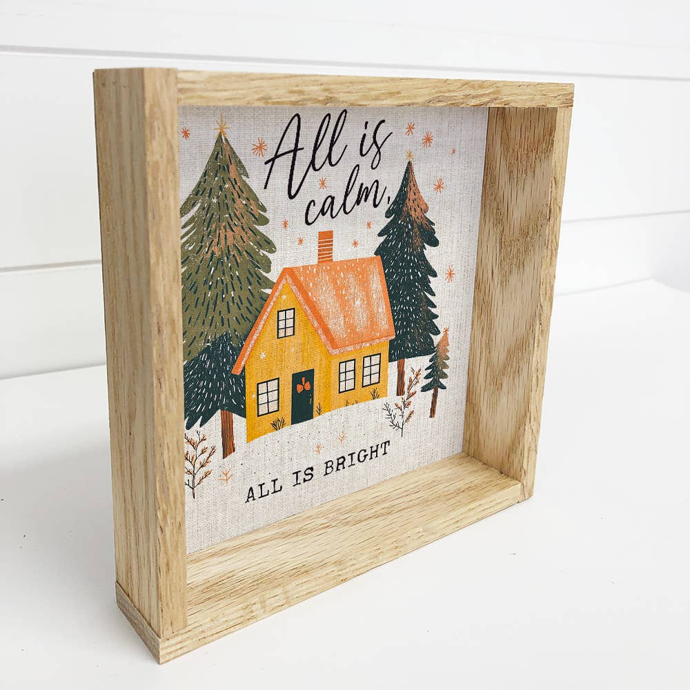 All is Calm All is Bright Christmas House - Christmas Canvas