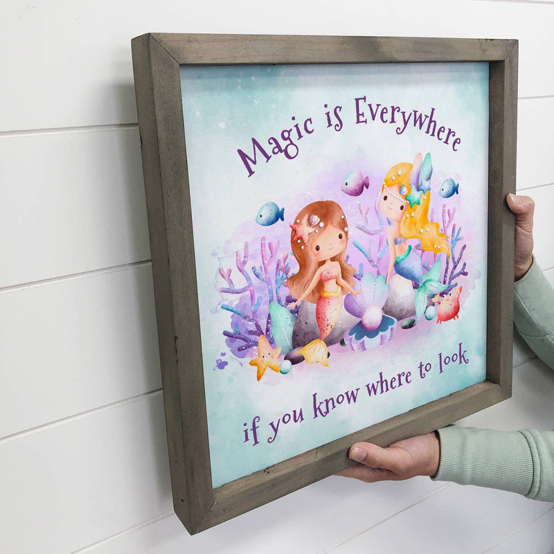 Mermaid Magic - Little Girl Bedroom Art - Cute Mermaid Art