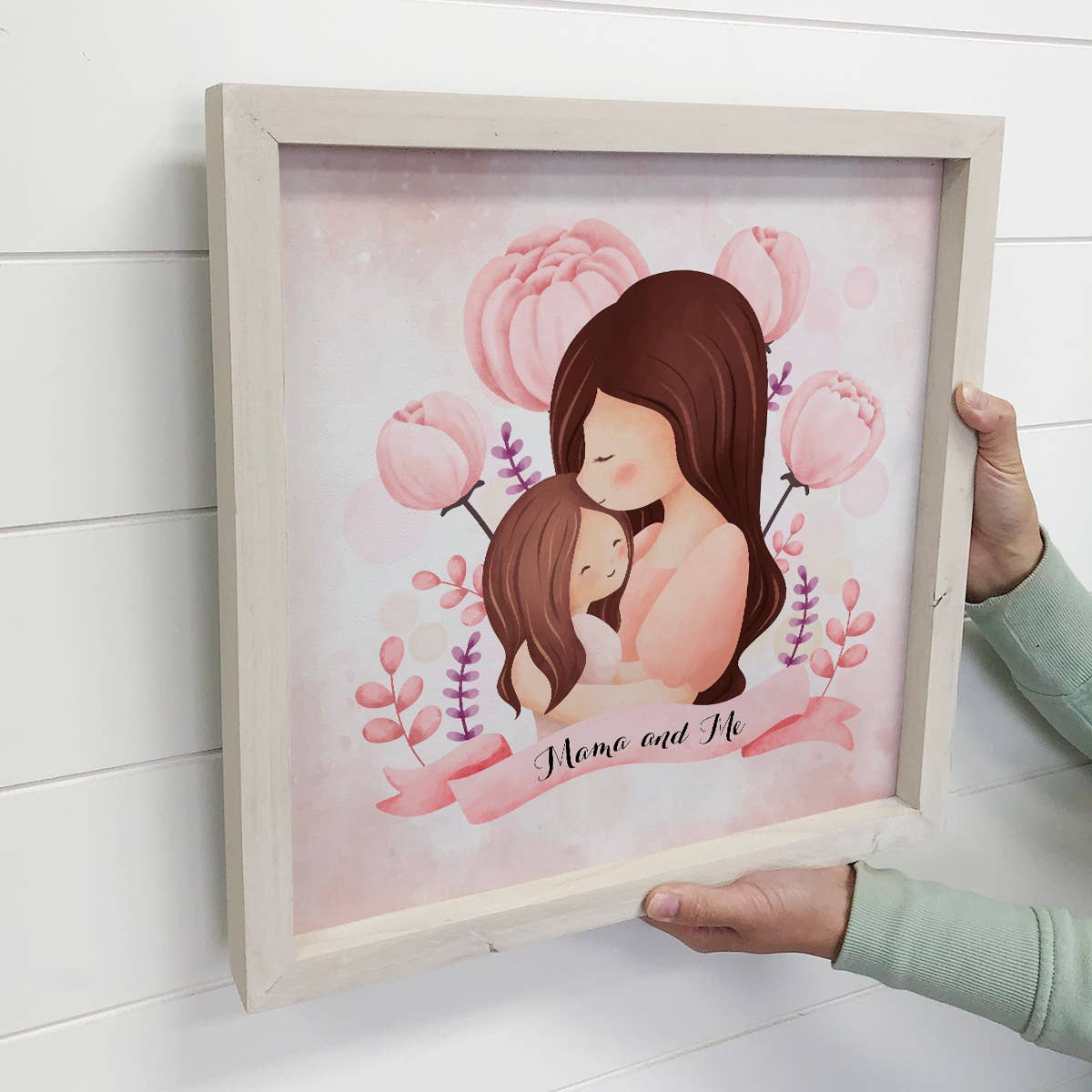 Mom and Little Girl - Watercolor Mother's Day Framed Art