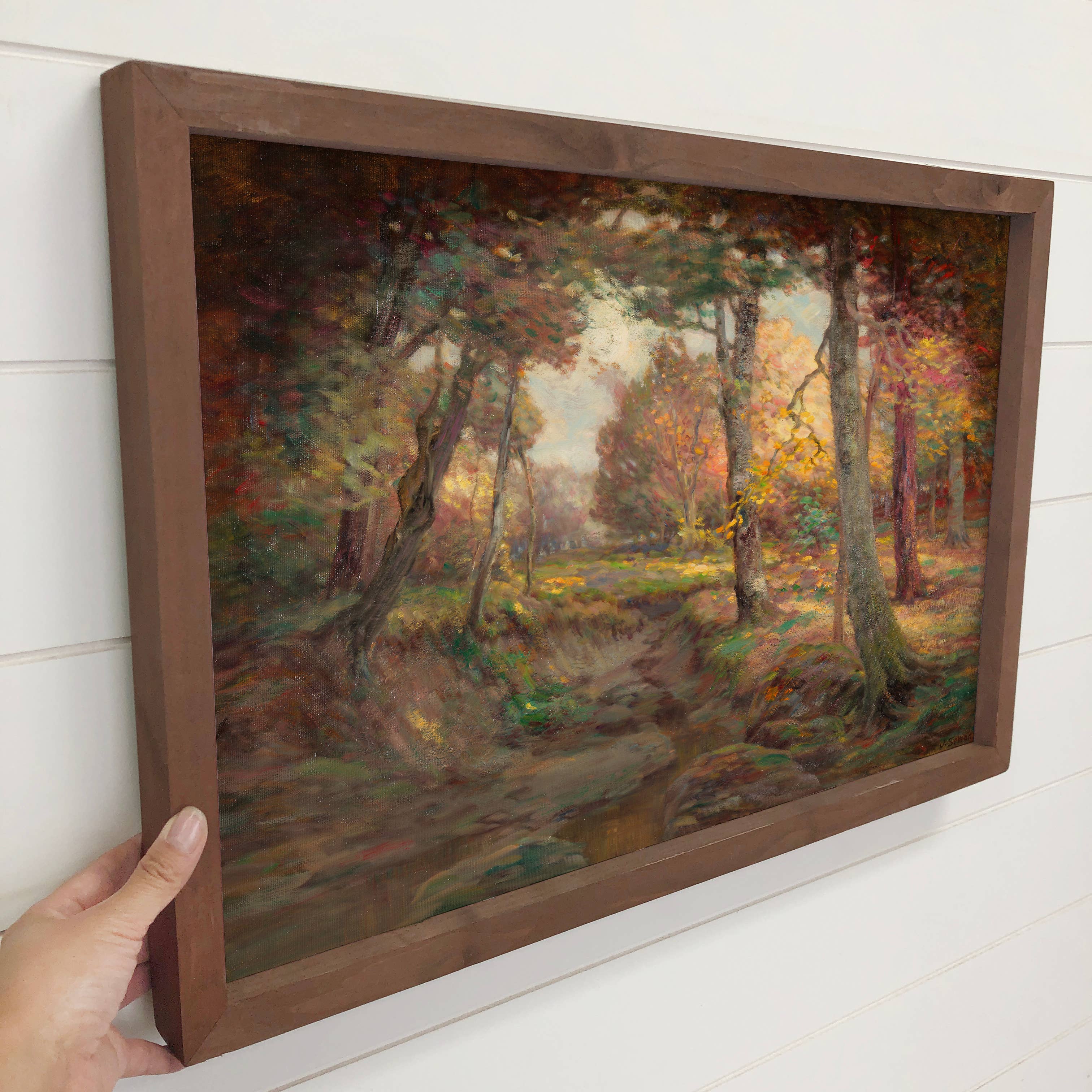 Fall Tree Grove - Fall Landscape Canvas Art - Wood Framed