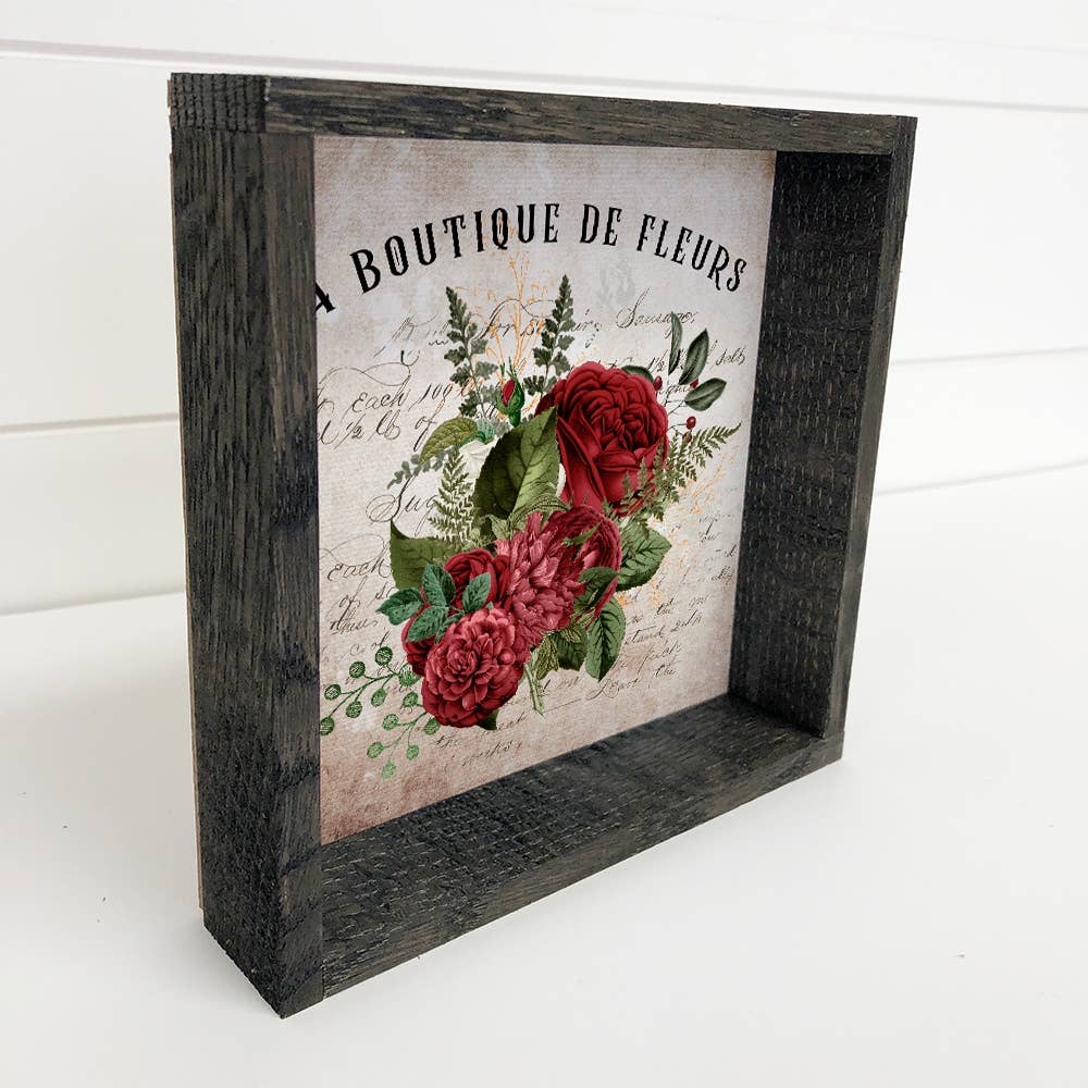 La Boutique De Fleurs - Flower Shop - Vintage Red Rose Sign