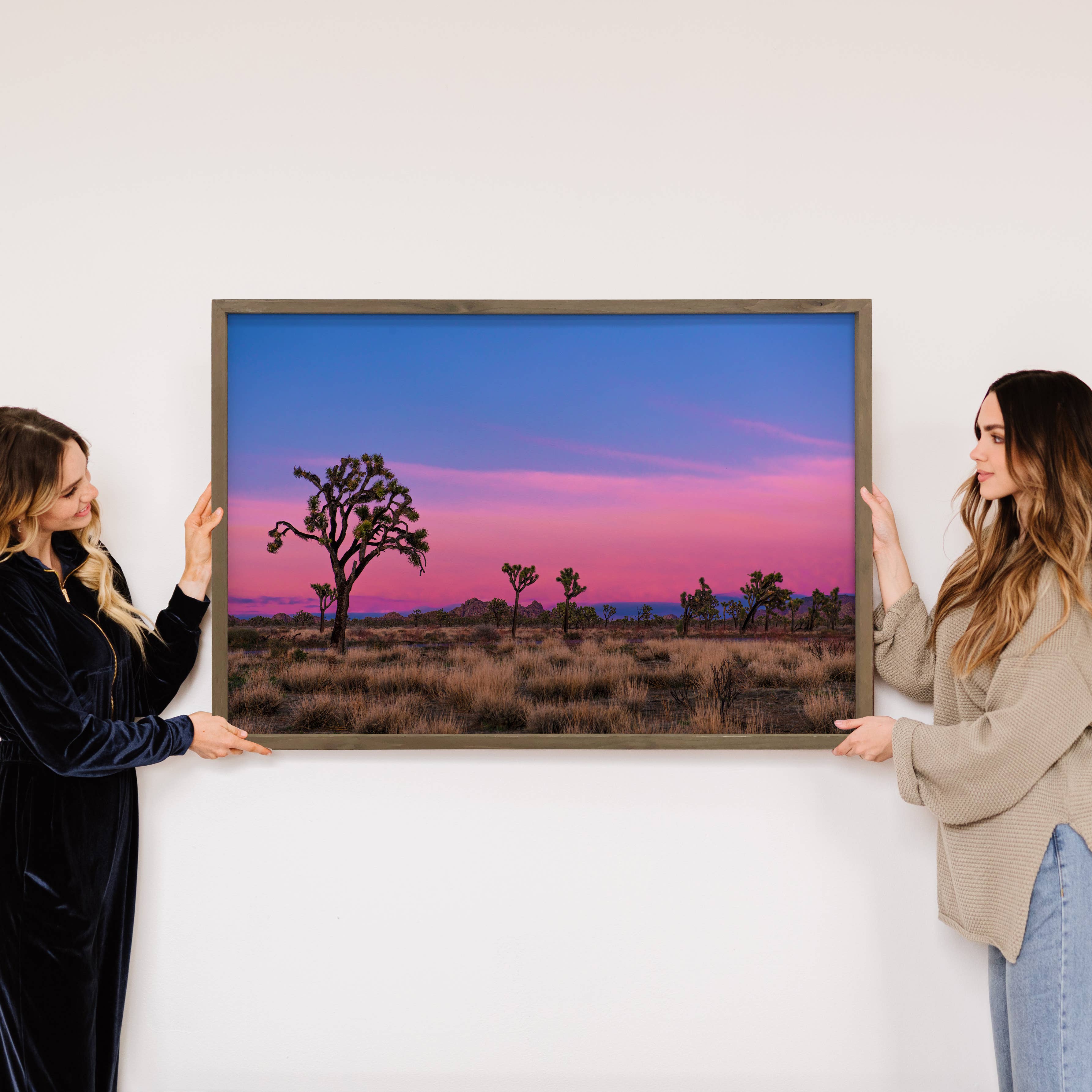 Joshua Trees at Sunset - Framed Canvas Nature Photograph