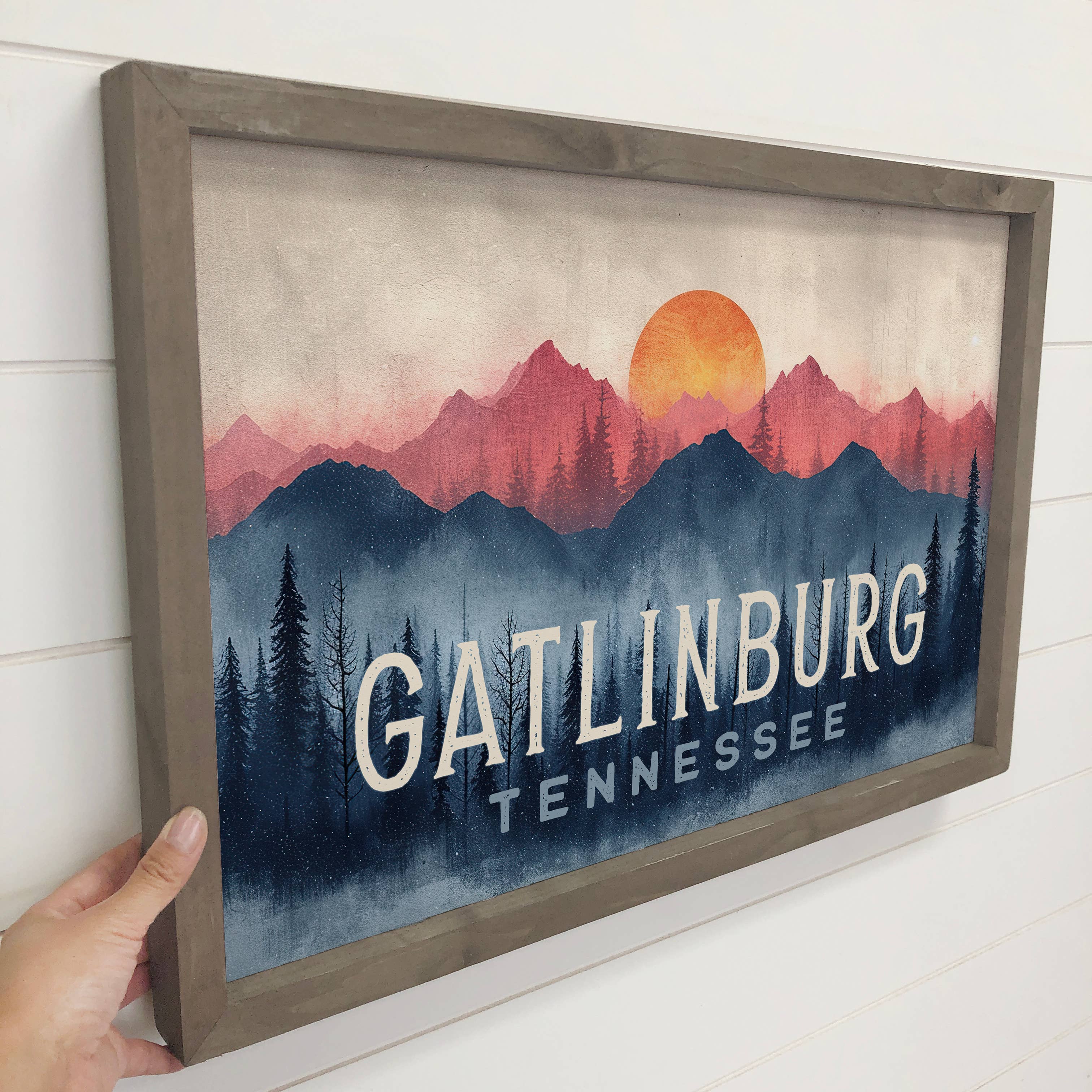 Mod Mountains Custom - Custom Sign Canvas Art - Wood Framed