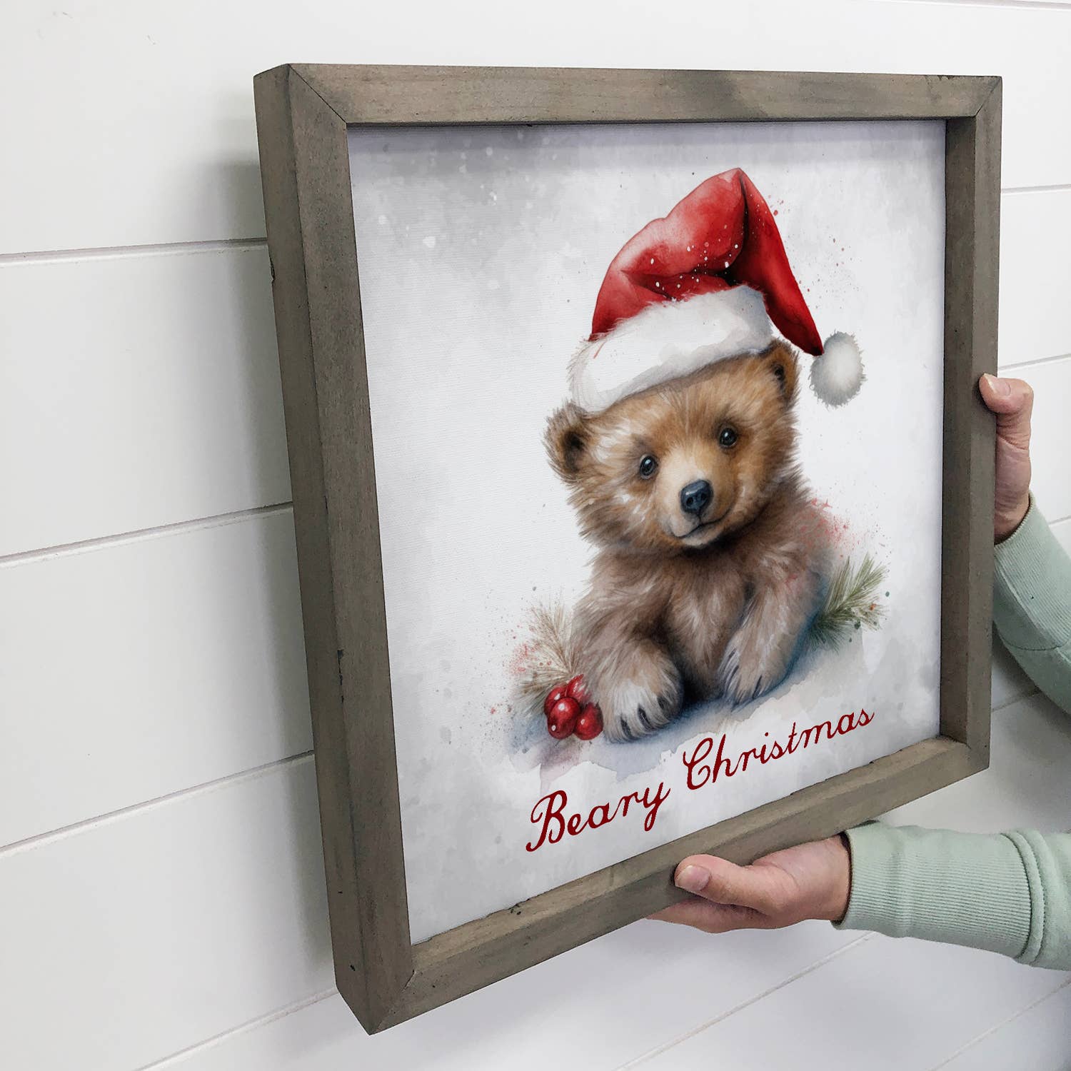 Beary Christmas Wall Art - Framed Holiday Animal Wall Decor