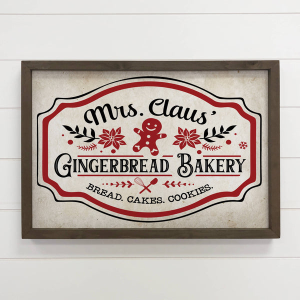 Mrs. Claus Gingerbread Bakery - Framed Holiday Word Sign Art