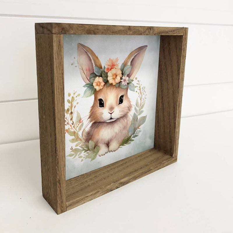 Cute Spring Bunny - Springtime Bunny Canvas Art - Wood Frame