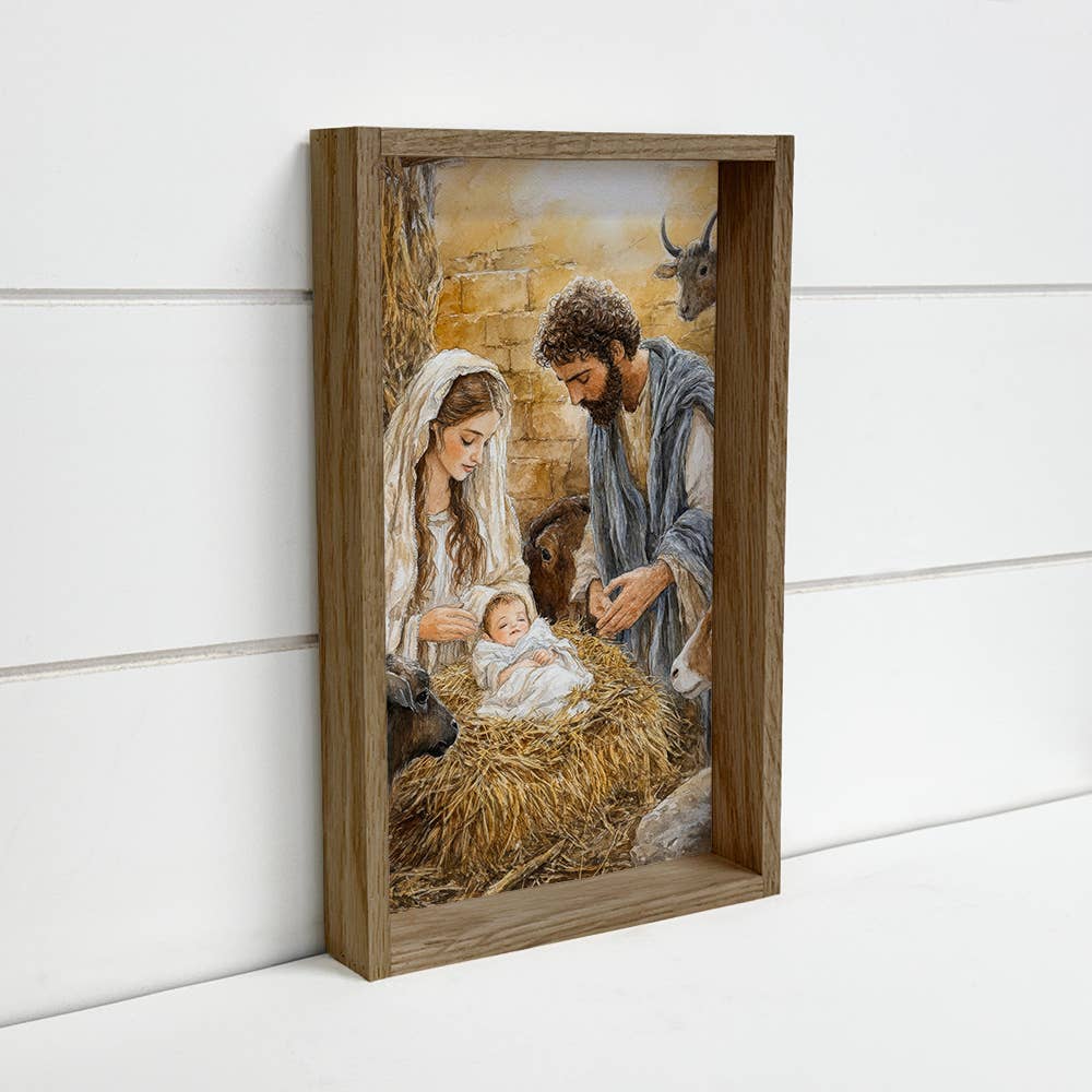 Mary Joseph Jesus Nativity Painting - Christmas Canvas Art