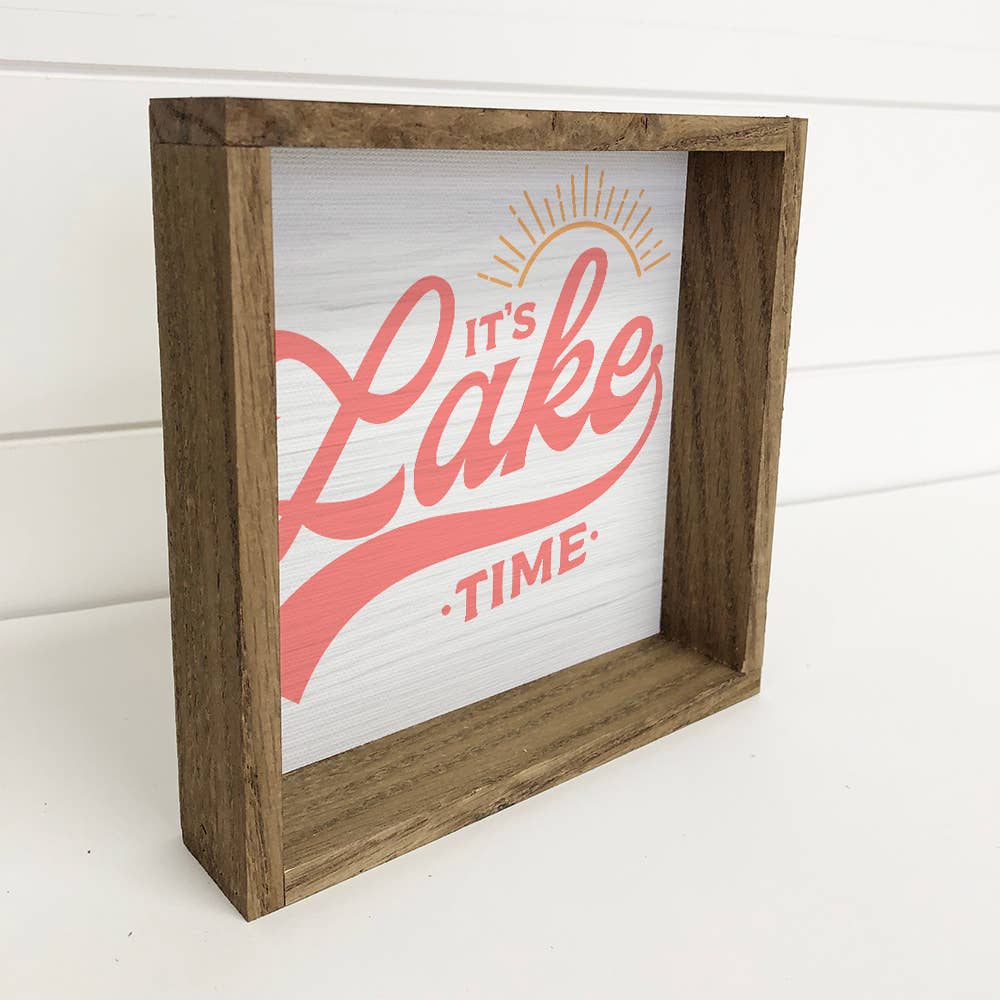 It's Lake Time - Lake Word Sign - Wood Framed Canvas Art