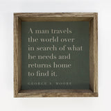 Quote A Man Travels - Farmhouse Word Art - Canvas Wall Art