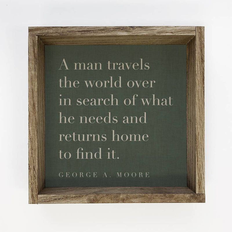 Quote A Man Travels - Farmhouse Word Art - Canvas Wall Art