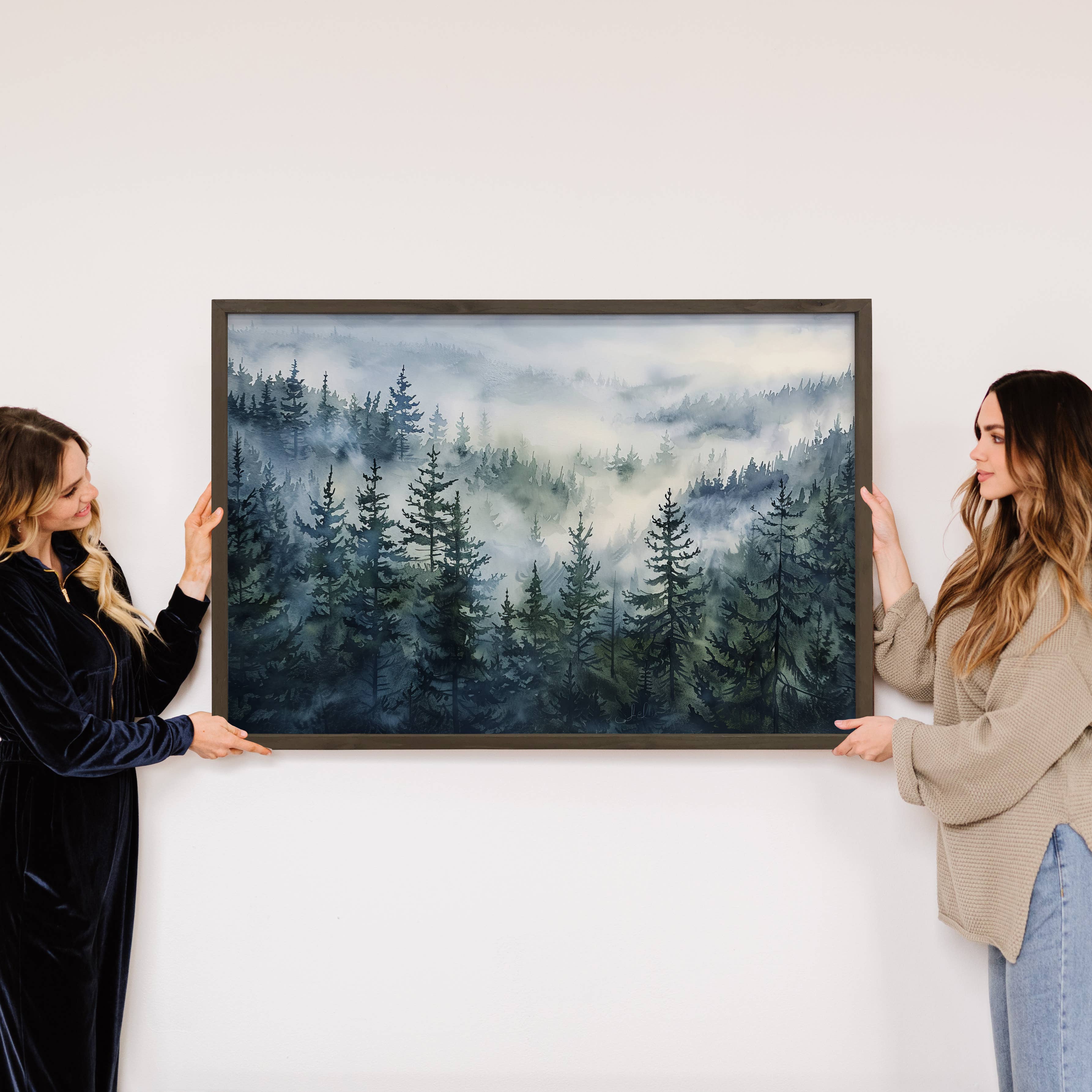 Dense Pine Forest - Mountain Landscape Wall Art - Cabin Art