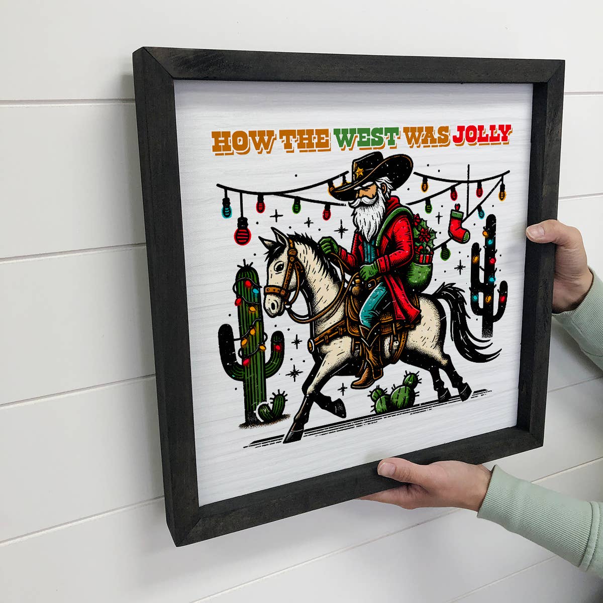How the West Was Jolly Santa Cowboy - Santa Canvas Art