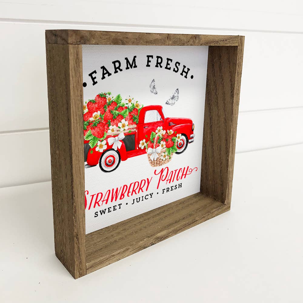 Summer Decor-  Strawberry Patch Holiday Truck- Small Sign