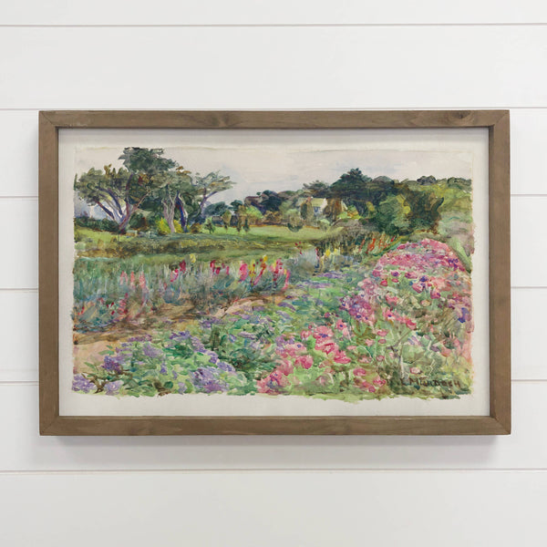 Flower Garden in Bloom - Framed Nature Art - Cottage Art