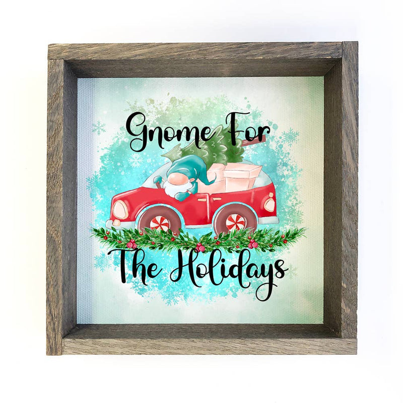 Gnome for the Holidays Fun Christmas Art Wood Frame Sign