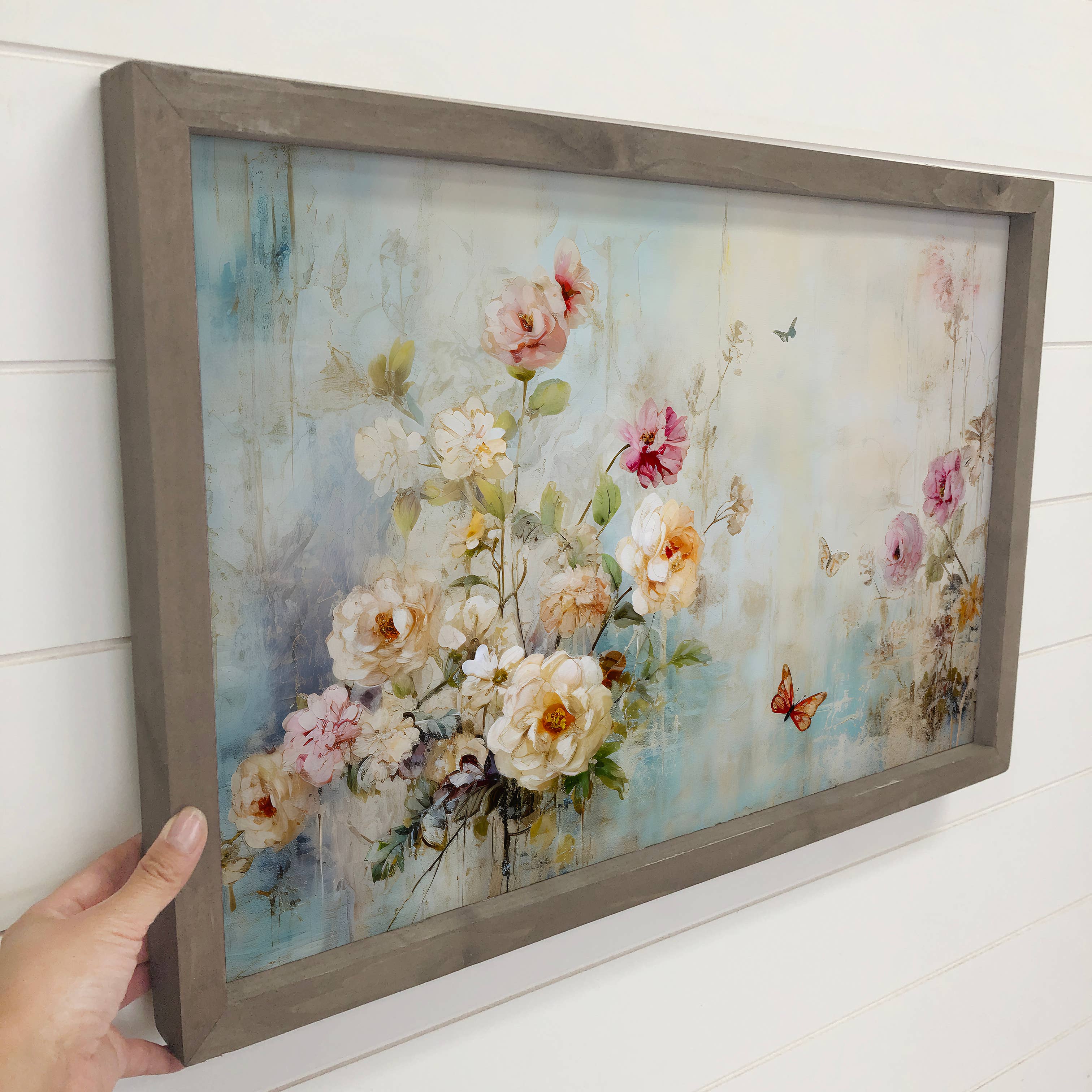 Ethereal Flowers & Butterflies - Nature Canvas Art - Framed