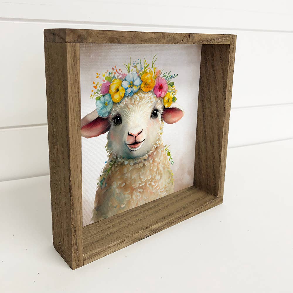 Cute Flower Sheep - Baby Sheep Painting - Baby Farm Animal