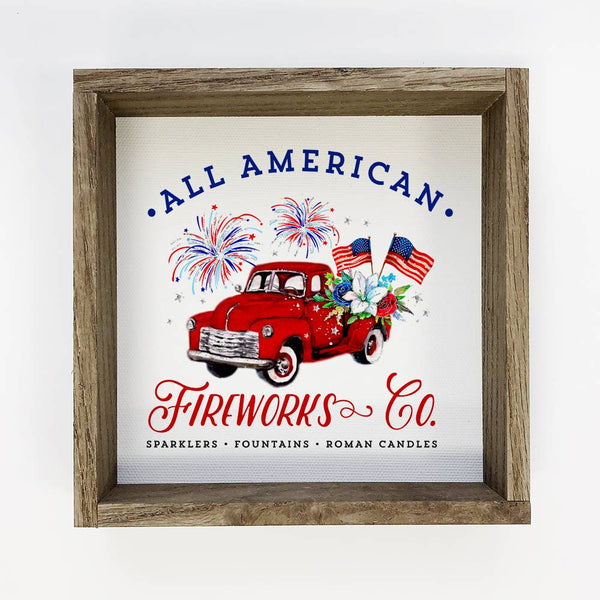 4th of July Summer Décor-  Fireworks Vintage Truck Wood Sign