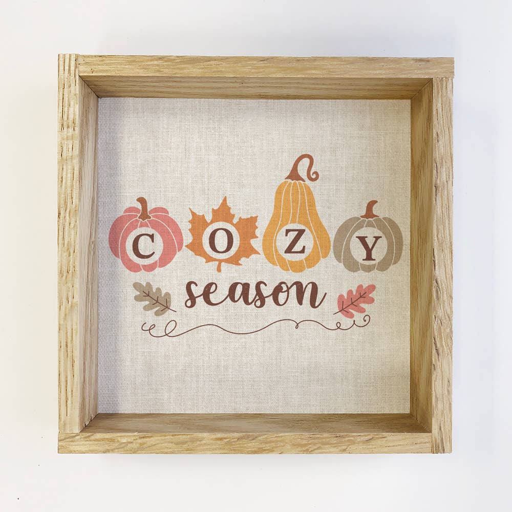 Cozy Season Fall Pumpkins -Fall Canvas Art - Wood Framed Art