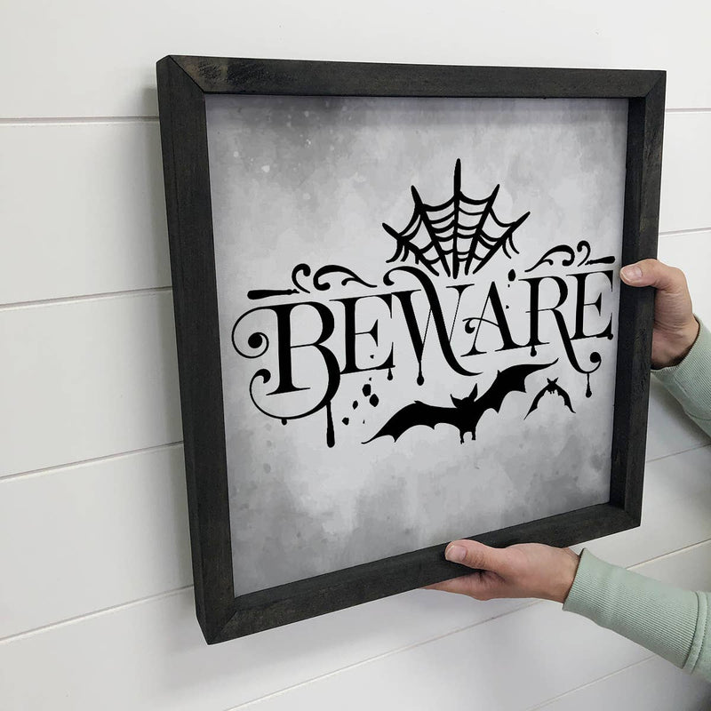 Beware - Halloween Word Sign - Cute Halloween Art & Frame