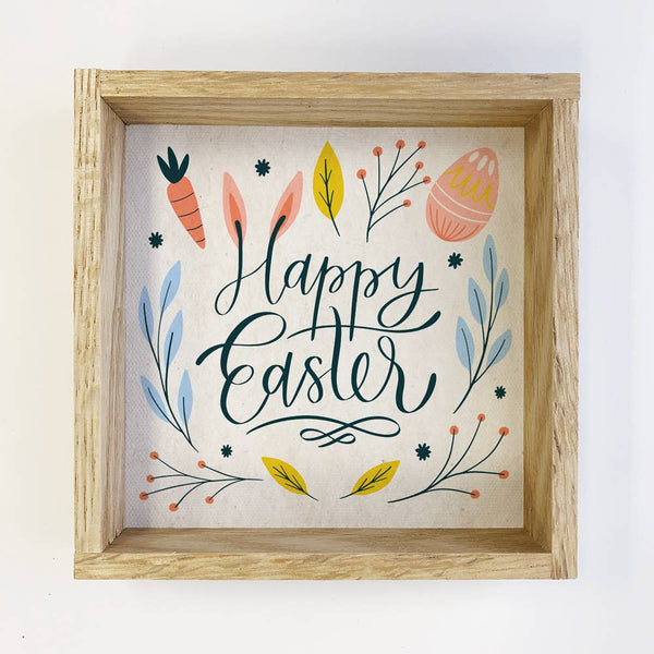 Easter Decor- Happy Easter Small Canvas Sign