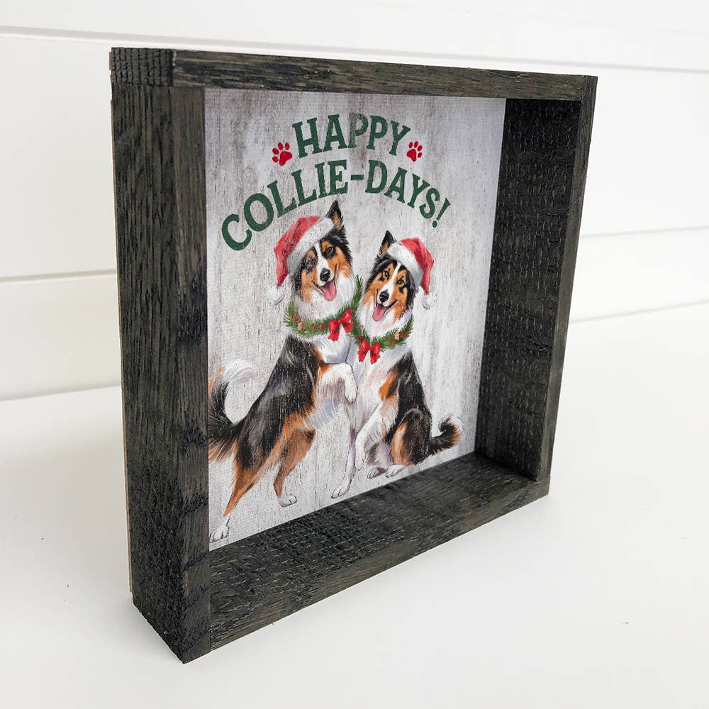 Happy Collie Days - Cute Puppy Canvas Art - Wood Framed Art