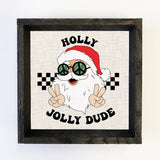 Holly Jolly Santa Dude - Cute Holiday Canvas Art - Framed