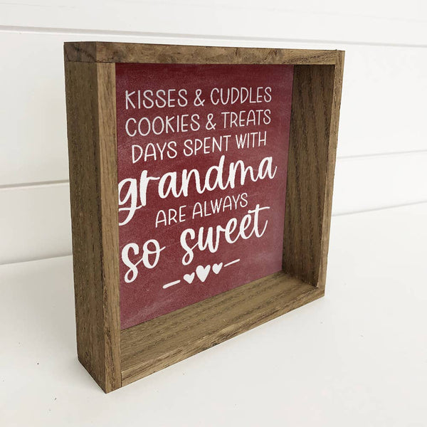 Wood Grandma's Sign Gift - Kisses and Cuddles